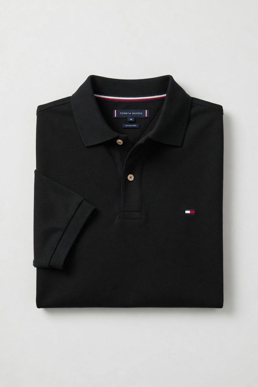 Polo demi-manche noir