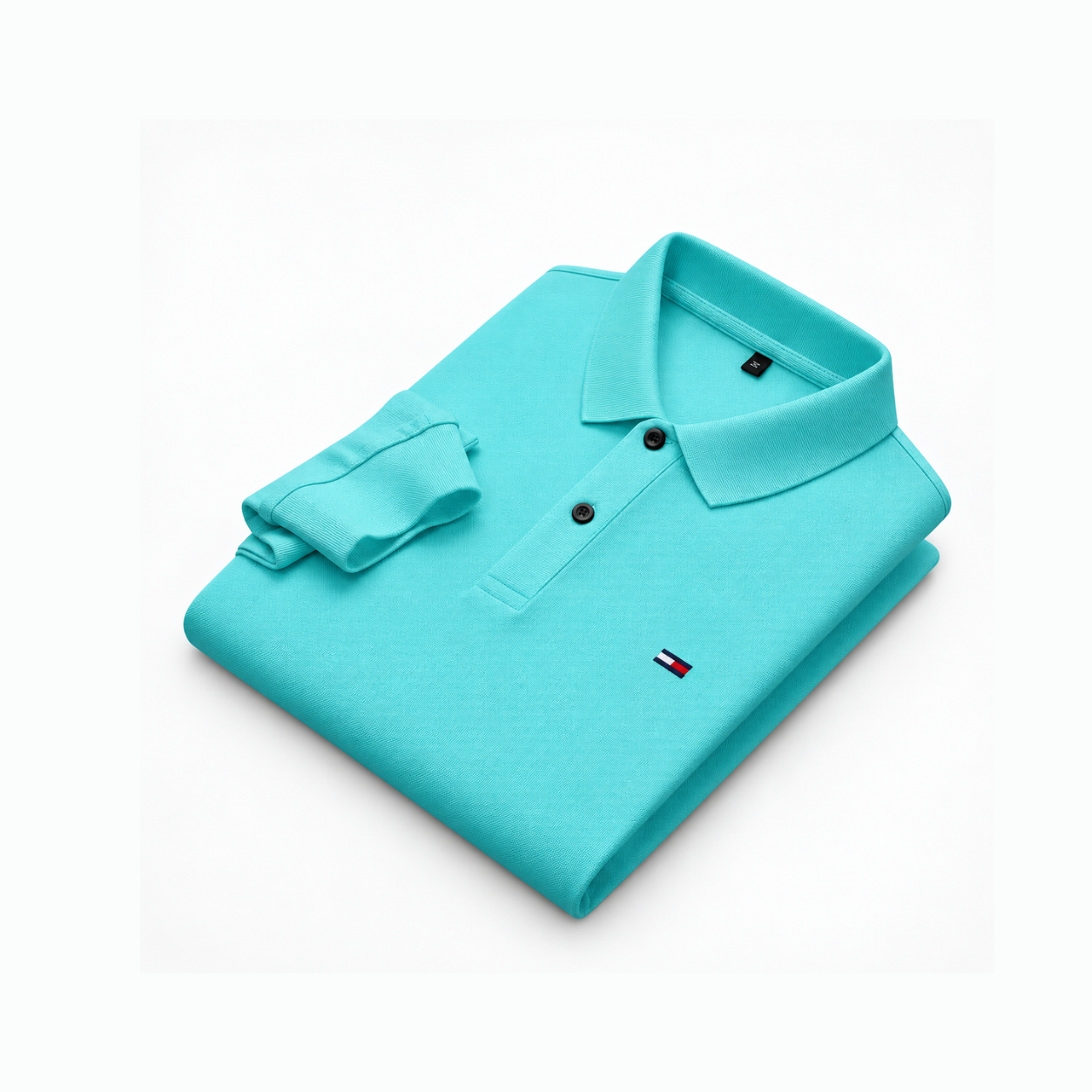 Polo manche longue aqua