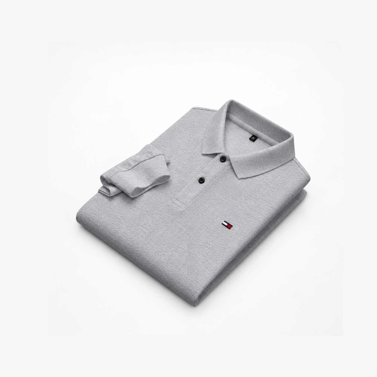 Polo manche longue gris chiné