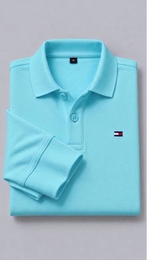 Polo manche longue aqua