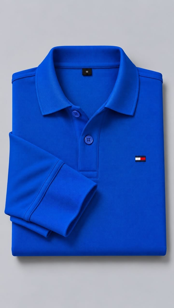 Polo manche longue Bleu roi