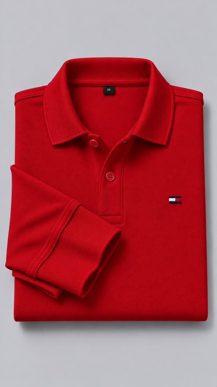 Polo manche longue rouge