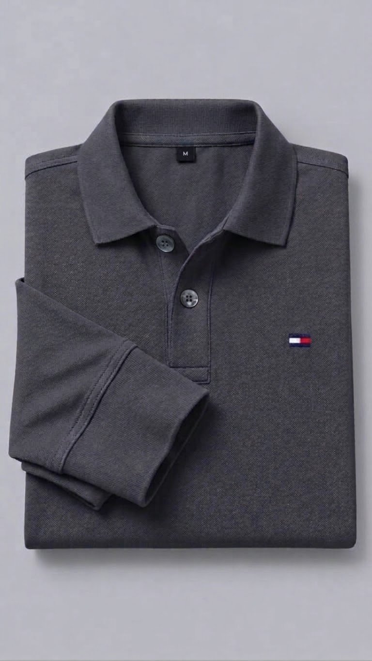Polo manche longue Gris fonce